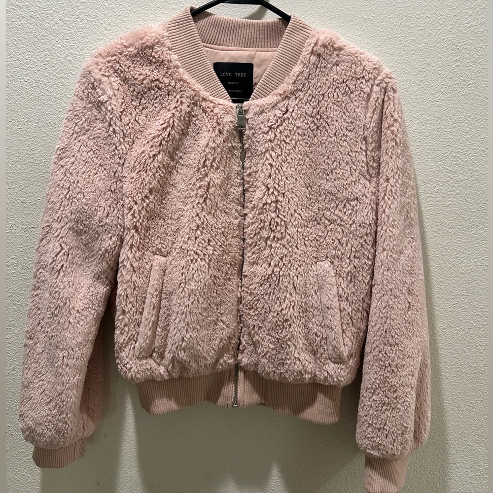 Love Tree Blush Sherpa Jacket